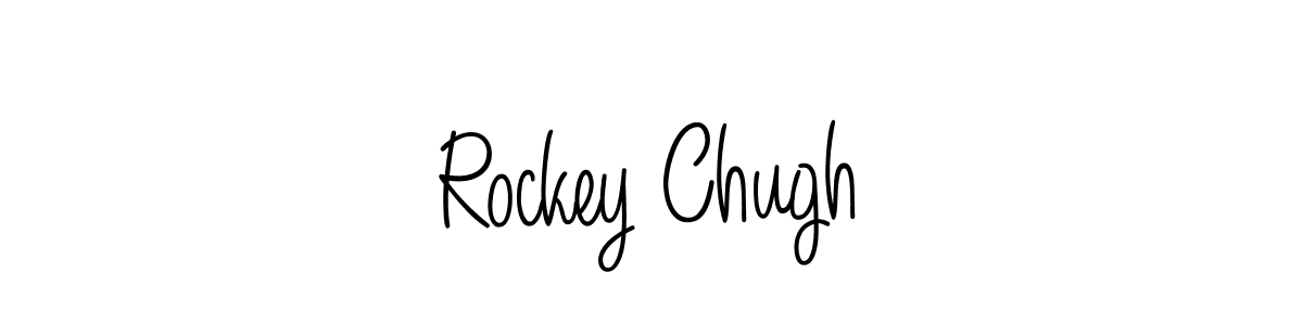 The best way (Angelique-Rose-font-FFP) to make a short signature is to pick only two or three words in your name. The name Rockey Chugh include a total of six letters. For converting this name. Rockey Chugh signature style 5 images and pictures png