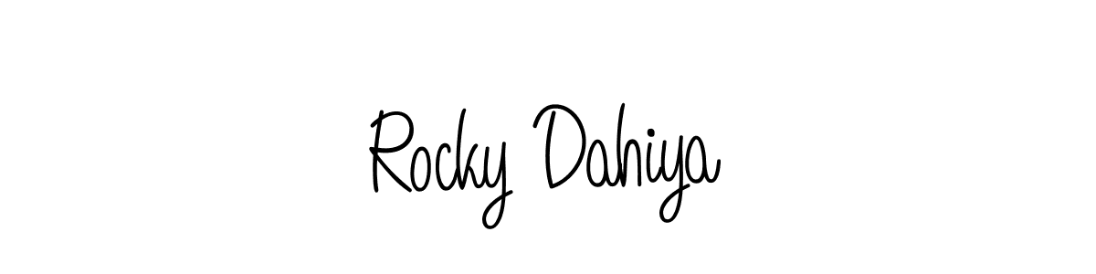Rocky Dahiya stylish signature style. Best Handwritten Sign (Angelique-Rose-font-FFP) for my name. Handwritten Signature Collection Ideas for my name Rocky Dahiya. Rocky Dahiya signature style 5 images and pictures png
