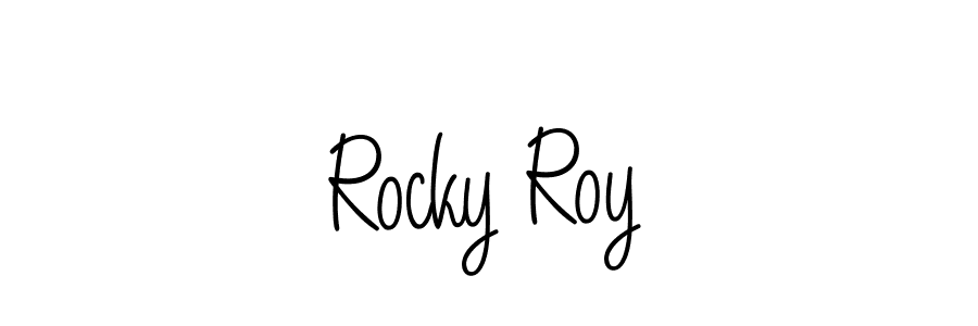 Use a signature maker to create a handwritten signature online. With this signature software, you can design (Angelique-Rose-font-FFP) your own signature for name Rocky Roy. Rocky Roy signature style 5 images and pictures png