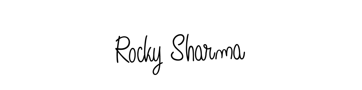 The best way (Angelique-Rose-font-FFP) to make a short signature is to pick only two or three words in your name. The name Rocky Sharma include a total of six letters. For converting this name. Rocky Sharma signature style 5 images and pictures png