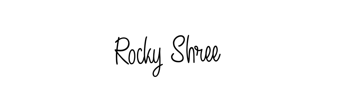 Make a beautiful signature design for name Rocky Shree. With this signature (Angelique-Rose-font-FFP) style, you can create a handwritten signature for free. Rocky Shree signature style 5 images and pictures png