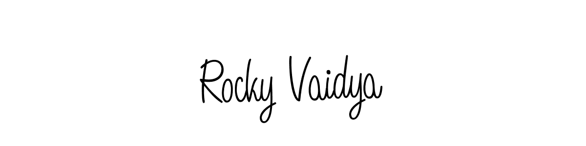 Make a beautiful signature design for name Rocky Vaidya. With this signature (Angelique-Rose-font-FFP) style, you can create a handwritten signature for free. Rocky Vaidya signature style 5 images and pictures png