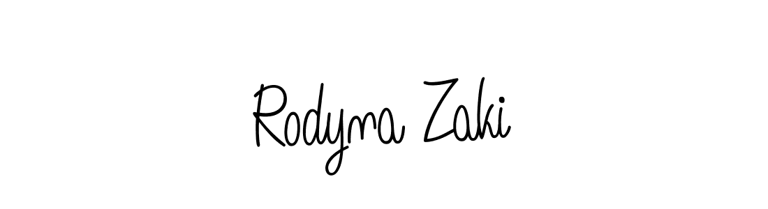 Make a beautiful signature design for name Rodyna Zaki. With this signature (Angelique-Rose-font-FFP) style, you can create a handwritten signature for free. Rodyna Zaki signature style 5 images and pictures png