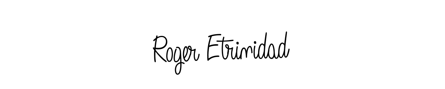 Use a signature maker to create a handwritten signature online. With this signature software, you can design (Angelique-Rose-font-FFP) your own signature for name Roger Etrinidad. Roger Etrinidad signature style 5 images and pictures png