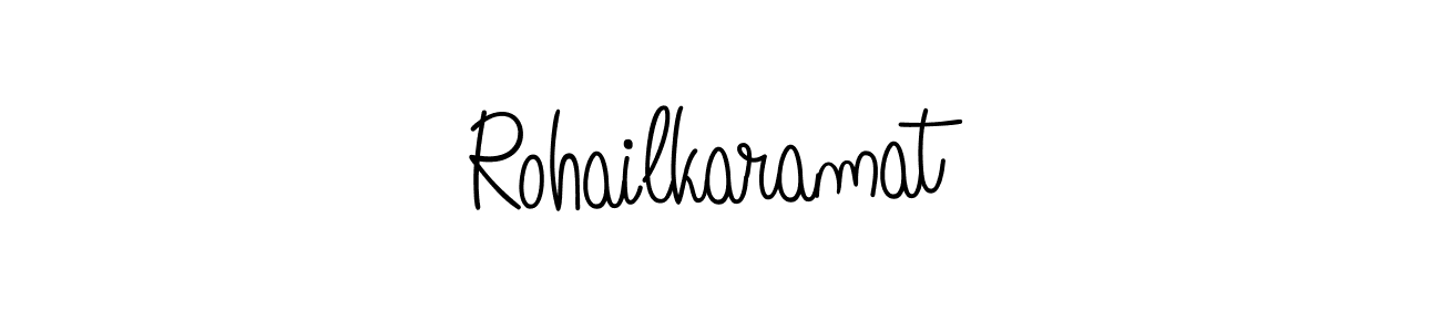 Use a signature maker to create a handwritten signature online. With this signature software, you can design (Angelique-Rose-font-FFP) your own signature for name Rohailkaramat. Rohailkaramat signature style 5 images and pictures png