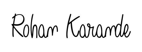 A sleek calligraphic signature for name Rohan Karande utilizing Angelique-Rose-font-FFP styling. Great for adding personal signatures to photos and art. Rohan Karande signature style 5 images and pictures png