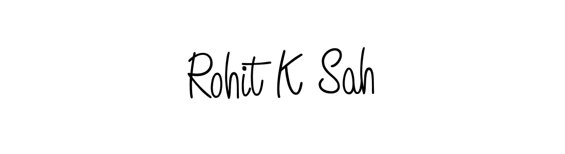 You should practise on your own different ways (Angelique-Rose-font-FFP) to write your name (Rohit K Sah) in signature. don't let someone else do it for you. Rohit K Sah signature style 5 images and pictures png