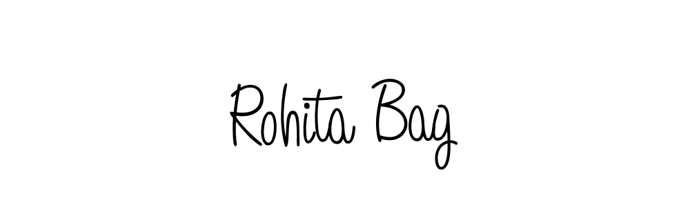 You should practise on your own different ways (Angelique-Rose-font-FFP) to write your name (Rohita Bag) in signature. don't let someone else do it for you. Rohita Bag signature style 5 images and pictures png