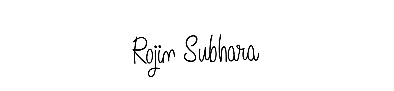 Make a beautiful signature design for name Rojin Subhara. With this signature (Angelique-Rose-font-FFP) style, you can create a handwritten signature for free. Rojin Subhara signature style 5 images and pictures png