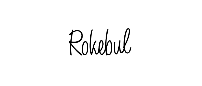 You should practise on your own different ways (Angelique-Rose-font-FFP) to write your name (Rokebul) in signature. don't let someone else do it for you. Rokebul signature style 5 images and pictures png