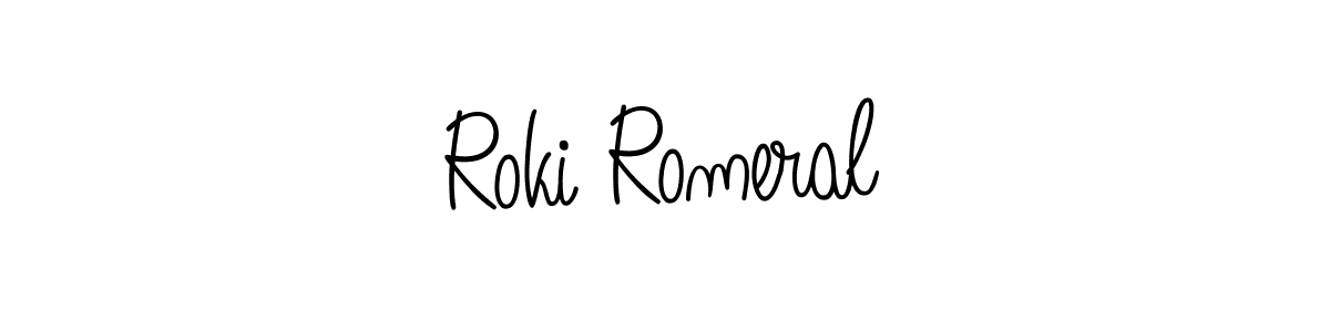 Roki Romeral stylish signature style. Best Handwritten Sign (Angelique-Rose-font-FFP) for my name. Handwritten Signature Collection Ideas for my name Roki Romeral. Roki Romeral signature style 5 images and pictures png