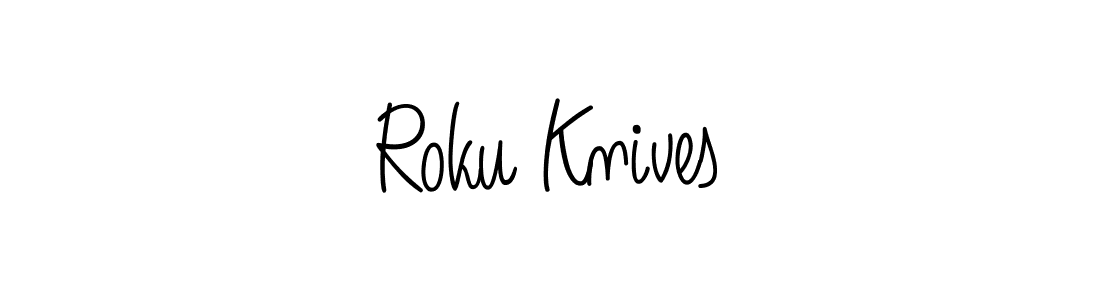Make a beautiful signature design for name Roku Knives. With this signature (Angelique-Rose-font-FFP) style, you can create a handwritten signature for free. Roku Knives signature style 5 images and pictures png