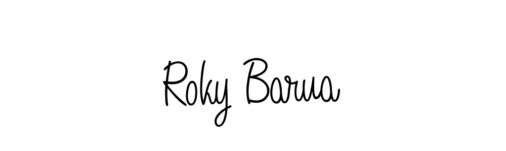 Make a beautiful signature design for name Roky Barua. With this signature (Angelique-Rose-font-FFP) style, you can create a handwritten signature for free. Roky Barua signature style 5 images and pictures png
