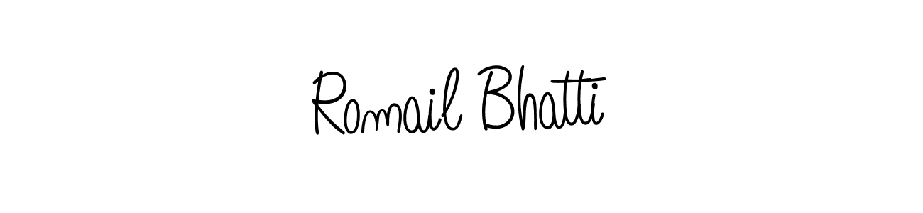 The best way (Angelique-Rose-font-FFP) to make a short signature is to pick only two or three words in your name. The name Romail Bhatti include a total of six letters. For converting this name. Romail Bhatti signature style 5 images and pictures png