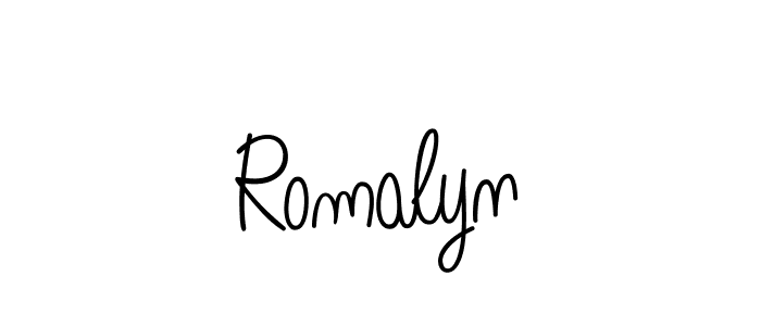 Make a beautiful signature design for name Romalyn. With this signature (Angelique-Rose-font-FFP) style, you can create a handwritten signature for free. Romalyn signature style 5 images and pictures png