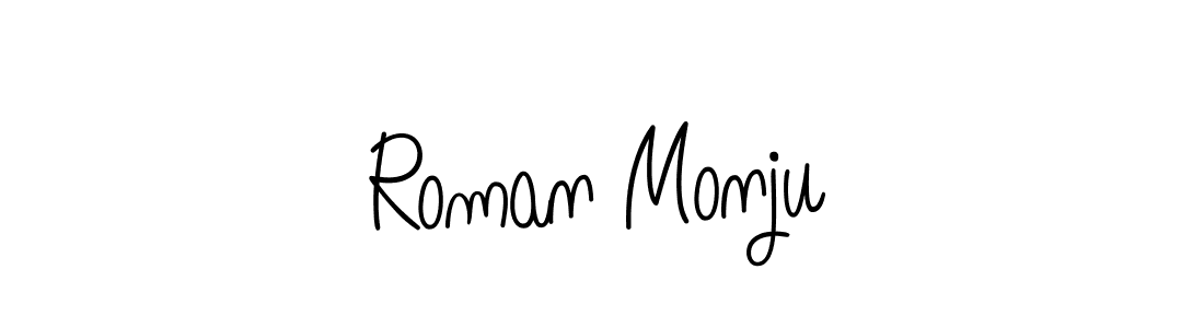 The best way (Angelique-Rose-font-FFP) to make a short signature is to pick only two or three words in your name. The name Roman Monju include a total of six letters. For converting this name. Roman Monju signature style 5 images and pictures png