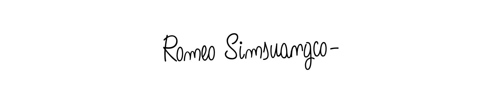 Use a signature maker to create a handwritten signature online. With this signature software, you can design (Angelique-Rose-font-FFP) your own signature for name Romeo Simsuangco-. Romeo Simsuangco- signature style 5 images and pictures png