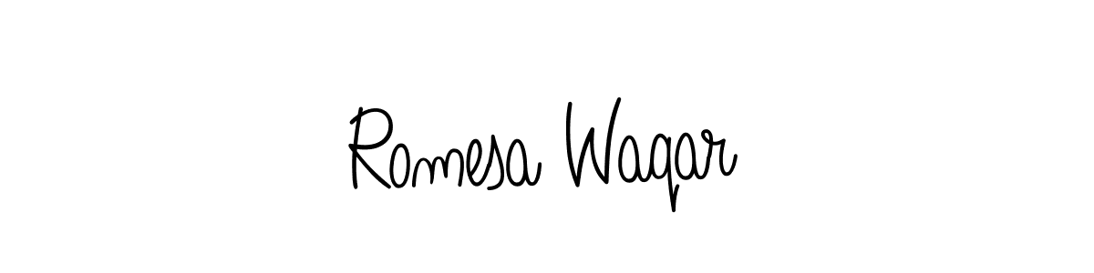 You should practise on your own different ways (Angelique-Rose-font-FFP) to write your name (Romesa Waqar) in signature. don't let someone else do it for you. Romesa Waqar signature style 5 images and pictures png