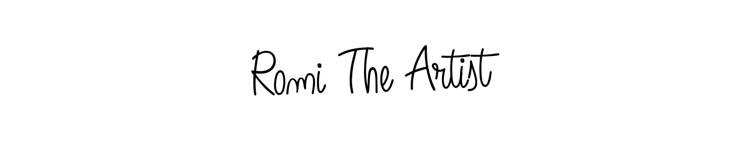 The best way (Angelique-Rose-font-FFP) to make a short signature is to pick only two or three words in your name. The name Romi The Artist include a total of six letters. For converting this name. Romi The Artist signature style 5 images and pictures png