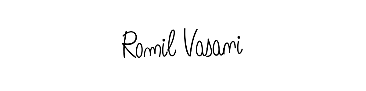 Design your own signature with our free online signature maker. With this signature software, you can create a handwritten (Angelique-Rose-font-FFP) signature for name Romil Vasani. Romil Vasani signature style 5 images and pictures png