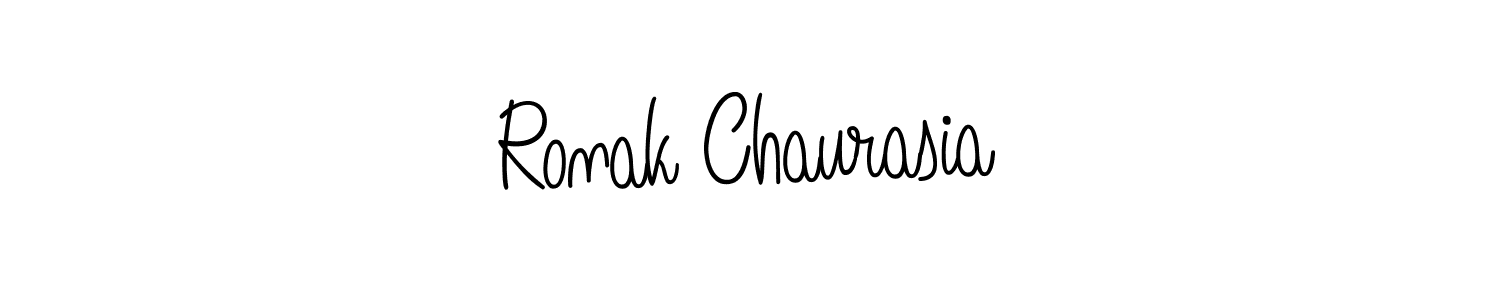 You should practise on your own different ways (Angelique-Rose-font-FFP) to write your name (Ronak Chaurasia) in signature. don't let someone else do it for you. Ronak Chaurasia signature style 5 images and pictures png