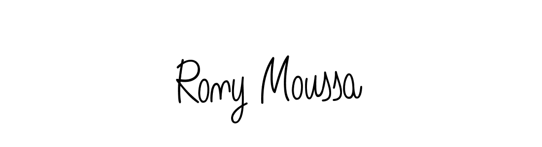 Use a signature maker to create a handwritten signature online. With this signature software, you can design (Angelique-Rose-font-FFP) your own signature for name Rony Moussa. Rony Moussa signature style 5 images and pictures png