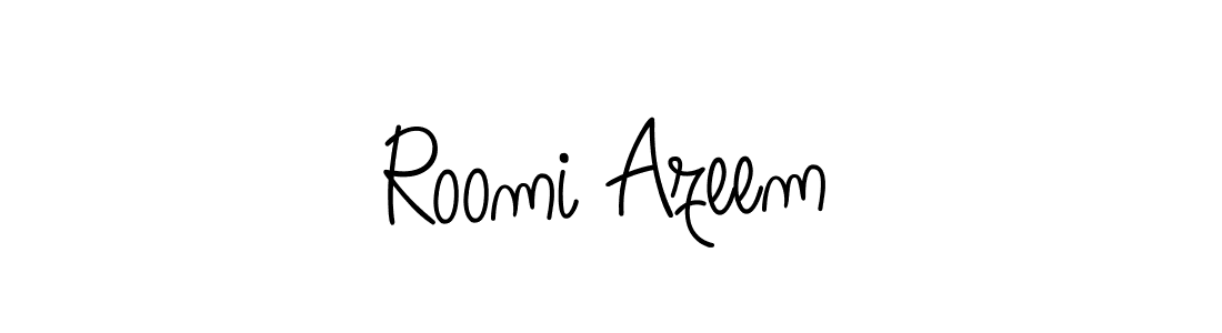 You should practise on your own different ways (Angelique-Rose-font-FFP) to write your name (Roomi Azeem) in signature. don't let someone else do it for you. Roomi Azeem signature style 5 images and pictures png