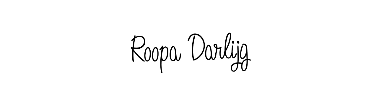 How to make Roopa Darlijg name signature. Use Angelique-Rose-font-FFP style for creating short signs online. This is the latest handwritten sign. Roopa Darlijg signature style 5 images and pictures png