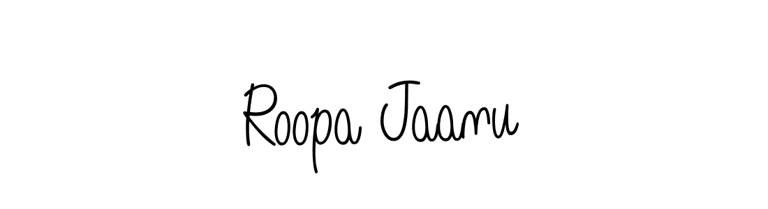 The best way (Angelique-Rose-font-FFP) to make a short signature is to pick only two or three words in your name. The name Roopa Jaanu include a total of six letters. For converting this name. Roopa Jaanu signature style 5 images and pictures png