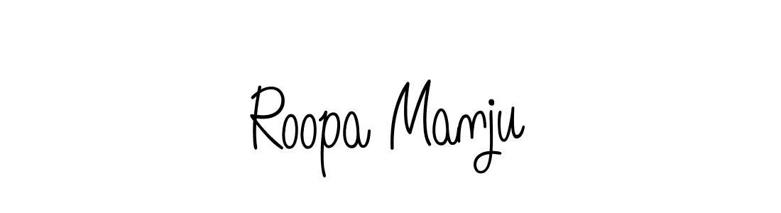 Use a signature maker to create a handwritten signature online. With this signature software, you can design (Angelique-Rose-font-FFP) your own signature for name Roopa Manju. Roopa Manju signature style 5 images and pictures png