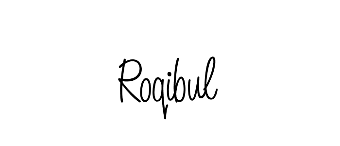 Use a signature maker to create a handwritten signature online. With this signature software, you can design (Angelique-Rose-font-FFP) your own signature for name Roqibul. Roqibul signature style 5 images and pictures png