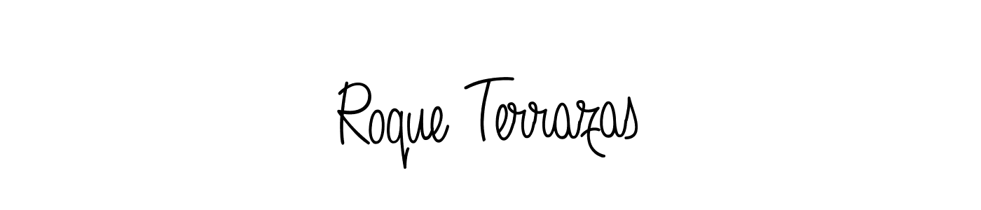 You should practise on your own different ways (Angelique-Rose-font-FFP) to write your name (Roque Terrazas) in signature. don't let someone else do it for you. Roque Terrazas signature style 5 images and pictures png