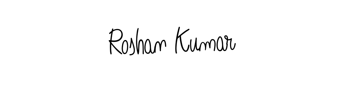 You should practise on your own different ways (Angelique-Rose-font-FFP) to write your name (Roshan Kumar) in signature. don't let someone else do it for you. Roshan Kumar signature style 5 images and pictures png