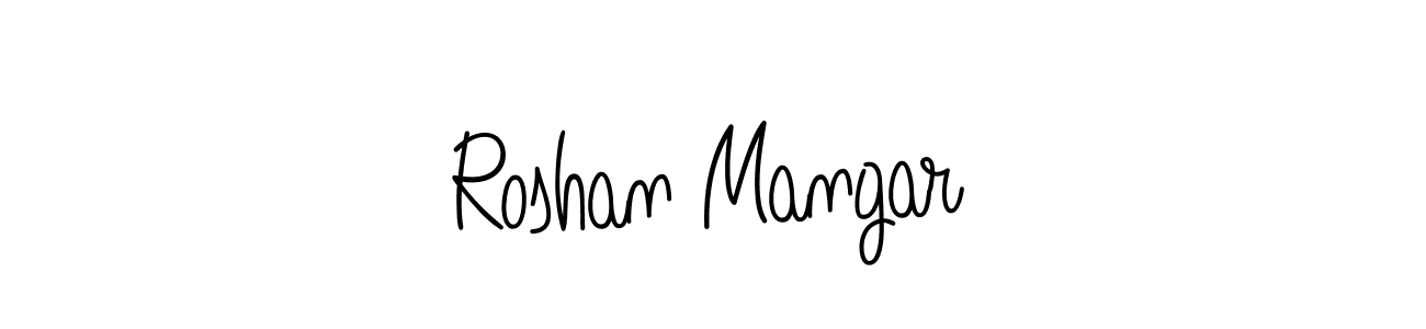 Use a signature maker to create a handwritten signature online. With this signature software, you can design (Angelique-Rose-font-FFP) your own signature for name Roshan Mangar. Roshan Mangar signature style 5 images and pictures png