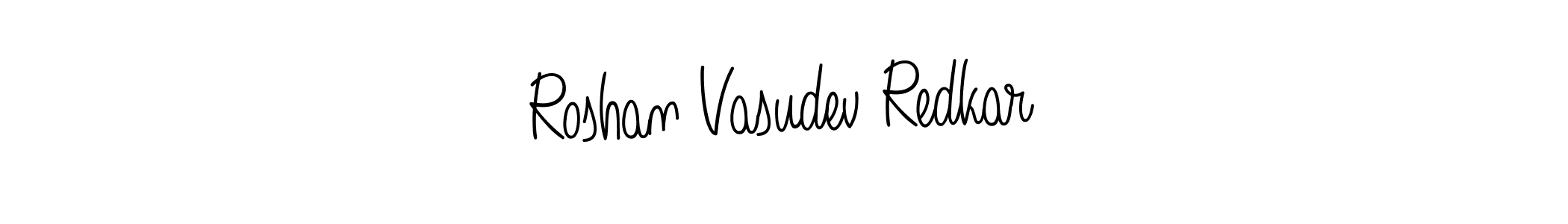 You should practise on your own different ways (Angelique-Rose-font-FFP) to write your name (Roshan Vasudev Redkar) in signature. don't let someone else do it for you. Roshan Vasudev Redkar signature style 5 images and pictures png