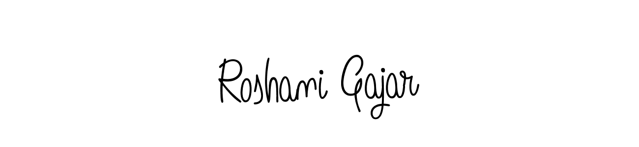 The best way (Angelique-Rose-font-FFP) to make a short signature is to pick only two or three words in your name. The name Roshani Gajar include a total of six letters. For converting this name. Roshani Gajar signature style 5 images and pictures png