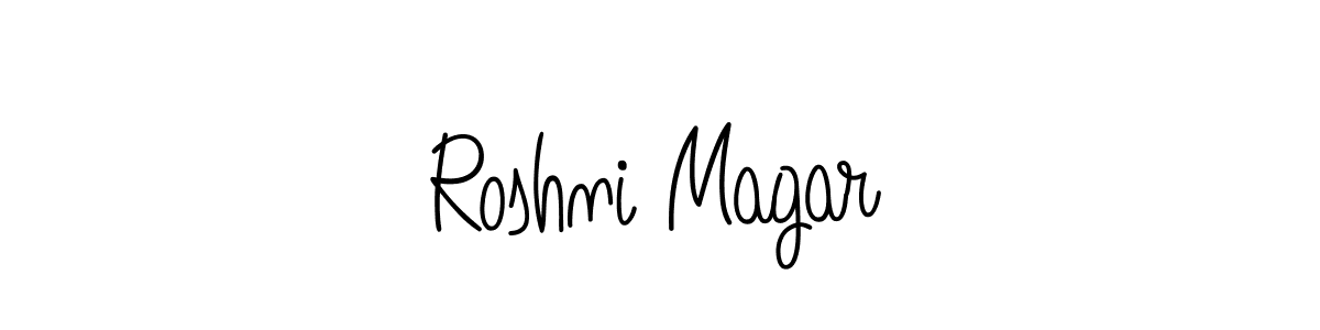 Use a signature maker to create a handwritten signature online. With this signature software, you can design (Angelique-Rose-font-FFP) your own signature for name Roshni Magar. Roshni Magar signature style 5 images and pictures png