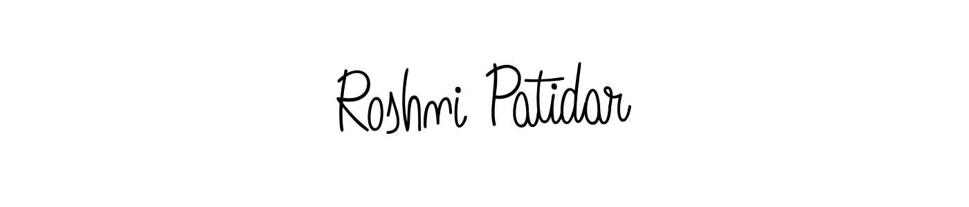 The best way (Angelique-Rose-font-FFP) to make a short signature is to pick only two or three words in your name. The name Roshni Patidar include a total of six letters. For converting this name. Roshni Patidar signature style 5 images and pictures png