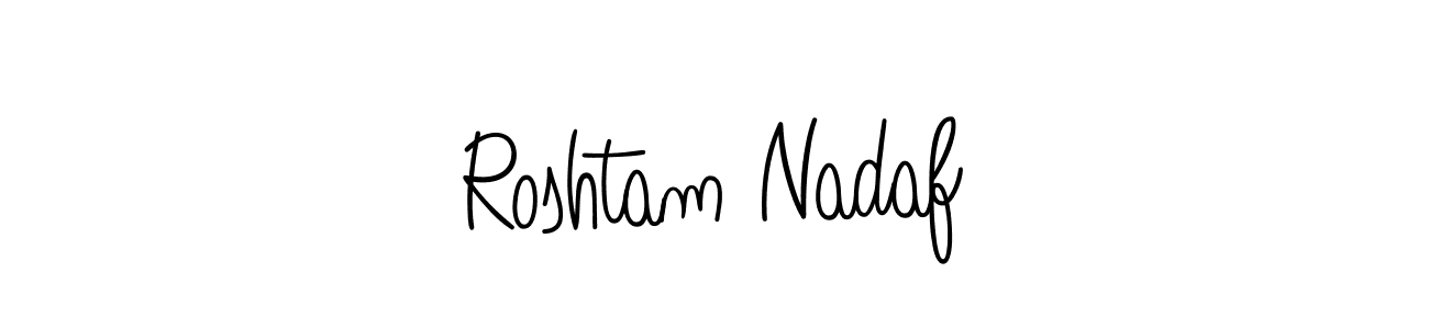 The best way (Angelique-Rose-font-FFP) to make a short signature is to pick only two or three words in your name. The name Roshtam Nadaf include a total of six letters. For converting this name. Roshtam Nadaf signature style 5 images and pictures png