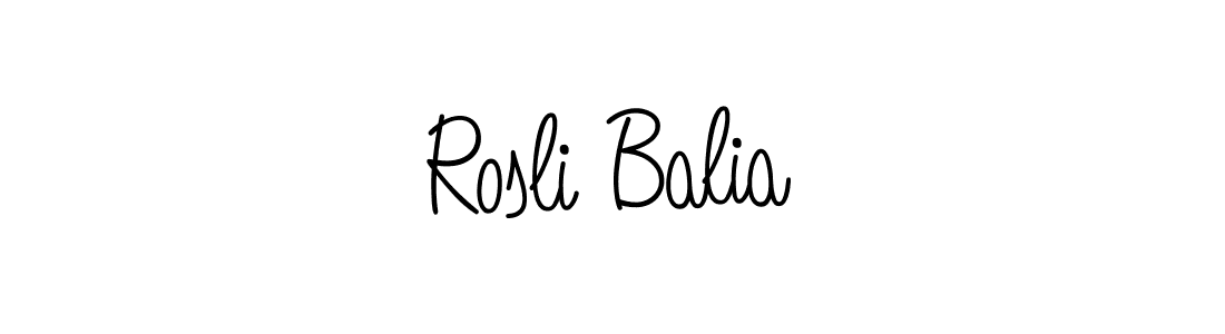 Make a beautiful signature design for name Rosli Balia. With this signature (Angelique-Rose-font-FFP) style, you can create a handwritten signature for free. Rosli Balia signature style 5 images and pictures png