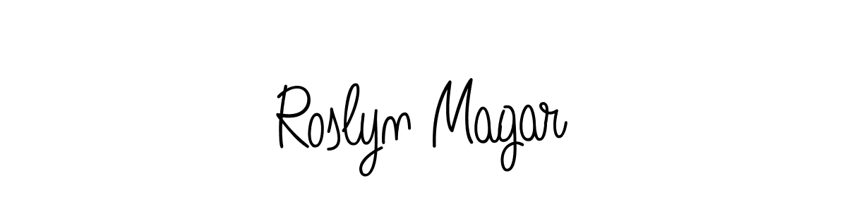 Use a signature maker to create a handwritten signature online. With this signature software, you can design (Angelique-Rose-font-FFP) your own signature for name Roslyn Magar. Roslyn Magar signature style 5 images and pictures png