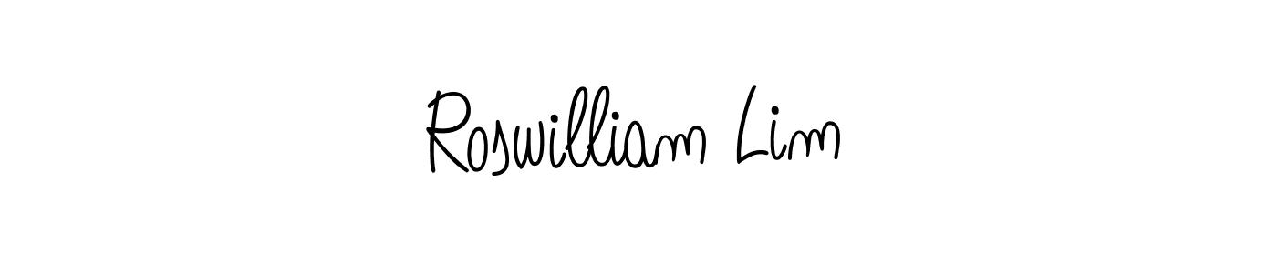 Make a beautiful signature design for name Roswilliam Lim. With this signature (Angelique-Rose-font-FFP) style, you can create a handwritten signature for free. Roswilliam Lim signature style 5 images and pictures png