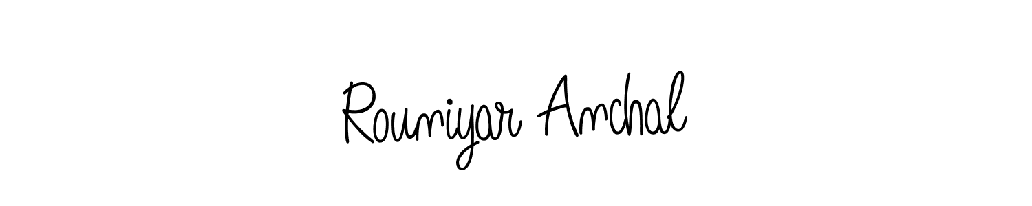Rouniyar Anchal stylish signature style. Best Handwritten Sign (Angelique-Rose-font-FFP) for my name. Handwritten Signature Collection Ideas for my name Rouniyar Anchal. Rouniyar Anchal signature style 5 images and pictures png