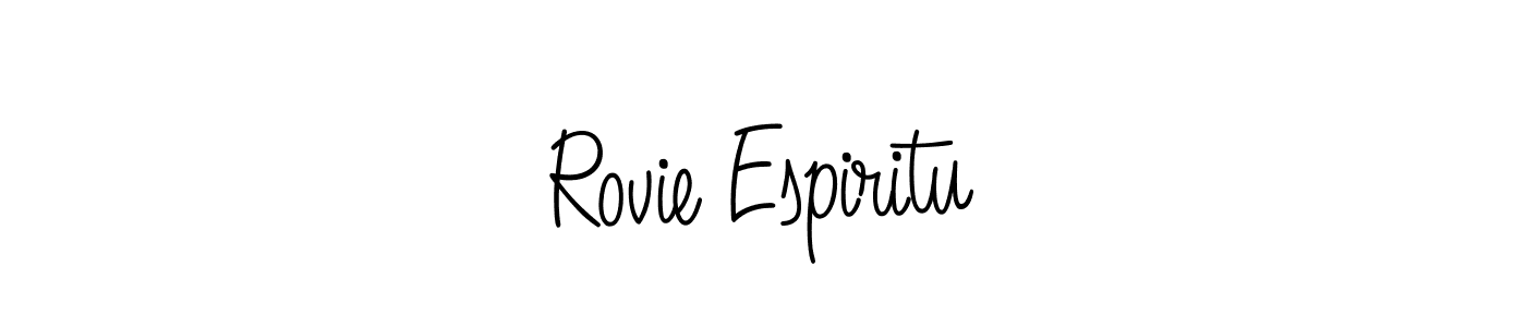 if you are searching for the best signature style for your name Rovie Espiritu. so please give up your signature search. here we have designed multiple signature styles  using Angelique-Rose-font-FFP. Rovie Espiritu signature style 5 images and pictures png
