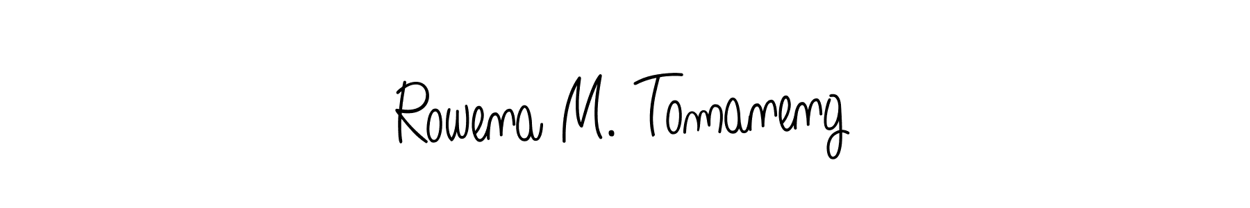 Design your own signature with our free online signature maker. With this signature software, you can create a handwritten (Angelique-Rose-font-FFP) signature for name Rowena M. Tomaneng. Rowena M. Tomaneng signature style 5 images and pictures png