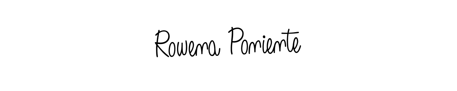 Use a signature maker to create a handwritten signature online. With this signature software, you can design (Angelique-Rose-font-FFP) your own signature for name Rowena Poniente. Rowena Poniente signature style 5 images and pictures png