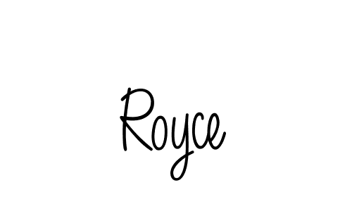 You should practise on your own different ways (Angelique-Rose-font-FFP) to write your name (Royce) in signature. don't let someone else do it for you. Royce signature style 5 images and pictures png