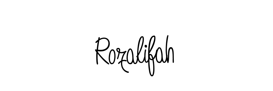 Make a beautiful signature design for name Rozalifah. With this signature (Angelique-Rose-font-FFP) style, you can create a handwritten signature for free. Rozalifah signature style 5 images and pictures png