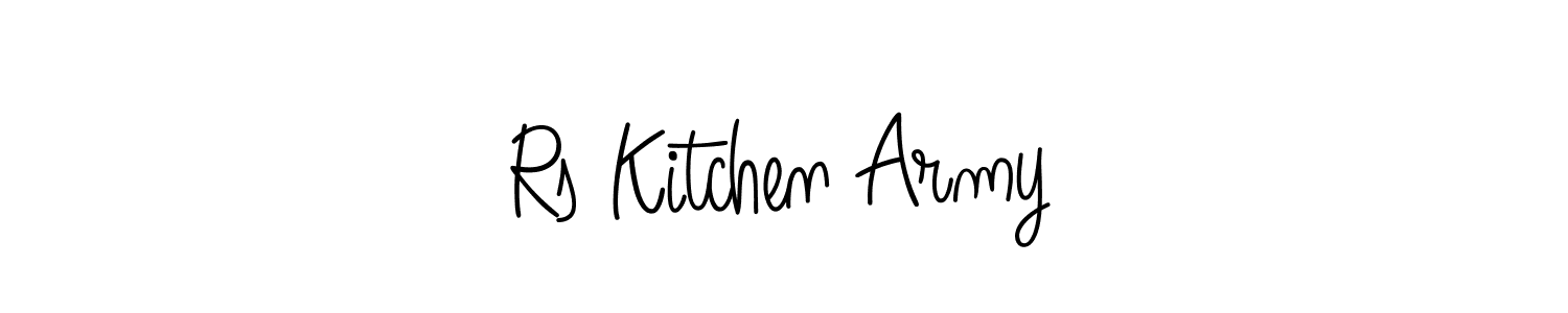 if you are searching for the best signature style for your name Rs Kitchen Army. so please give up your signature search. here we have designed multiple signature styles  using Angelique-Rose-font-FFP. Rs Kitchen Army signature style 5 images and pictures png