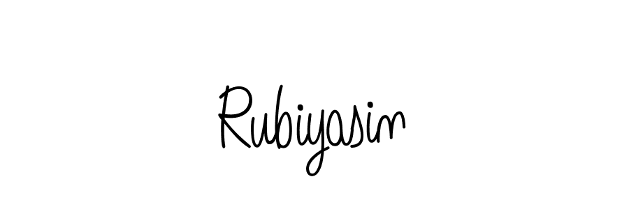 Make a beautiful signature design for name Rubiyasin. With this signature (Angelique-Rose-font-FFP) style, you can create a handwritten signature for free. Rubiyasin signature style 5 images and pictures png